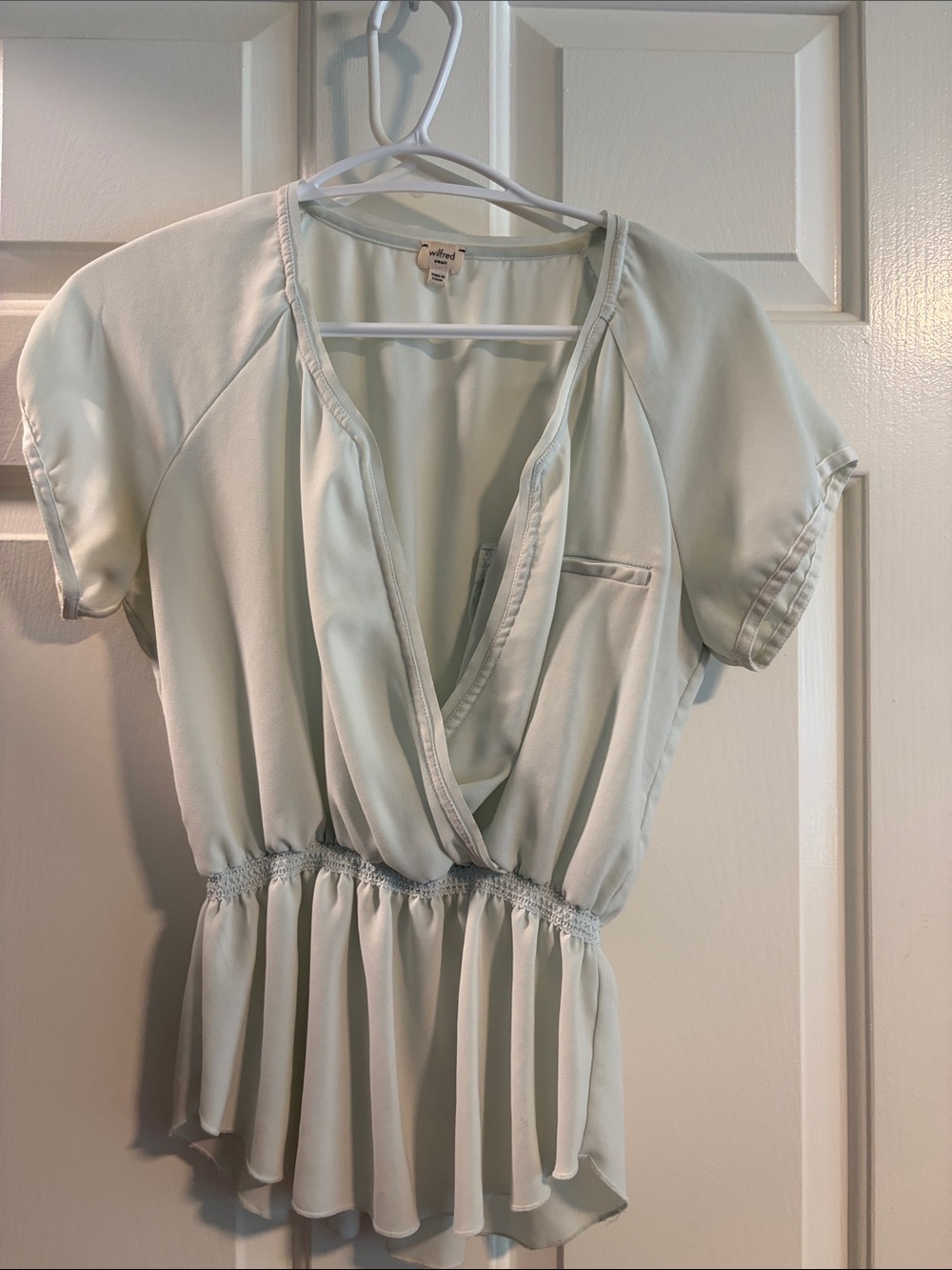 Aritzia Wilfred Peplum Front Faux Wrap blouse Sz Small